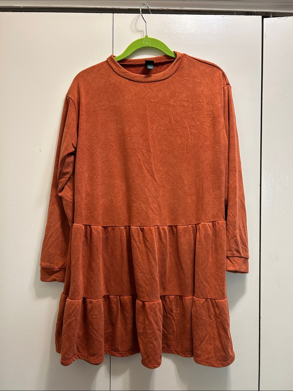 wild fable Rust Tiered Long Sleeve Knit Dress